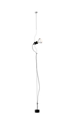 Weiße Parentesi D Lampe von Flos mit Dimmer, eine moderne Deckenleuchte für Wohnräume.